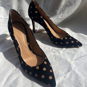 Gianvito Rossi  Suede Polka Dot Heels Pumps Tan Black EU 37